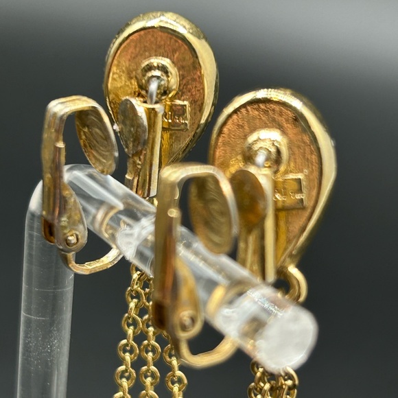 Vintage Trifari Dangle Earrings 60s Mod - Picture 4 of 5